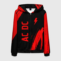 Толстовка 3D на молнии мужская AC DC - red gradient вертикально, цвет: 3D-черный