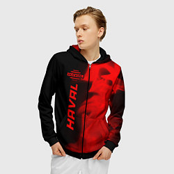 Толстовка 3D на молнии мужская Haval - red gradient по-вертикали, цвет: 3D-черный — фото 2
