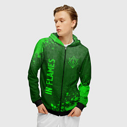 Толстовка 3D на молнии мужская In Flames - green gradient вертикально, цвет: 3D-черный — фото 2