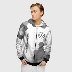 Толстовка 3D на молнии мужская Volkswagen - white gradient вертикально, цвет: 3D-черный — фото 2