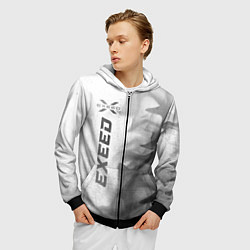 Толстовка 3D на молнии мужская Exeed - white gradient по-вертикали, цвет: 3D-черный — фото 2