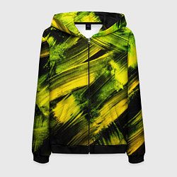 Мужская толстовка на молнии Мазки краски цвета лайм