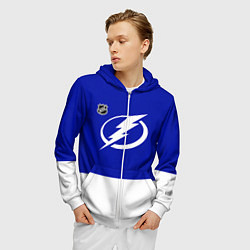 Толстовка 3D на молнии мужская Тампа Бэй Лайтнинг хоккей, цвет: 3D-белый — фото 2