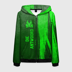 Толстовка 3D на молнии мужская Die Antwoord - green gradient по-вертикали, цвет: 3D-черный
