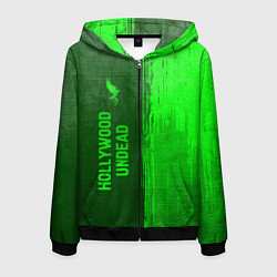 Толстовка 3D на молнии мужская Hollywood Undead - green gradient по-вертикали, цвет: 3D-черный