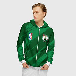 Толстовка 3D на молнии мужская Boston Celtics NBA basketball, цвет: 3D-белый — фото 2