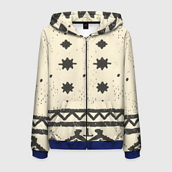 Толстовка 3D на молнии мужская Африканские примитивные узоры, цвет: 3D-синий