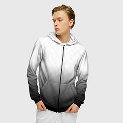 Толстовка 3D на молнии мужская Из белого в чёрный градиент с точками, цвет: 3D-черный — фото 2