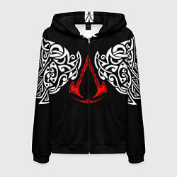 Толстовка 3D на молнии мужская Силуэт ворона - Aссасинс Крид, цвет: 3D-черный