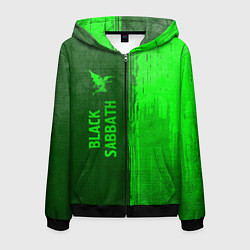 Толстовка 3D на молнии мужская Black Sabbath - green gradient по-вертикали, цвет: 3D-черный