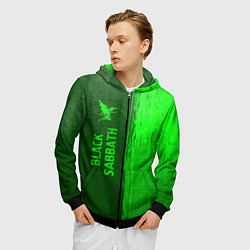 Толстовка 3D на молнии мужская Black Sabbath - green gradient по-вертикали, цвет: 3D-черный — фото 2