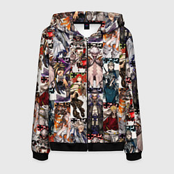 Толстовка 3D на молнии мужская Гачиакута герои, цвет: 3D-черный