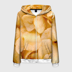 Толстовка 3D на молнии мужская Чипсы текстура, цвет: 3D-белый