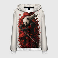 Толстовка 3D на молнии мужская Демоническая панда самурай - нейроарт, цвет: 3D-белый