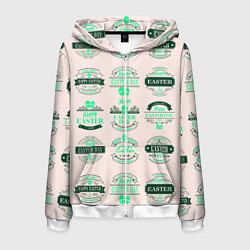 Толстовка 3D на молнии мужская Easter turquoise, цвет: 3D-белый
