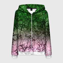 Мужская толстовка на молнии Абстракция - green pink gradient in black web