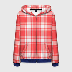 Толстовка 3D на молнии мужская Checked red white, цвет: 3D-синий