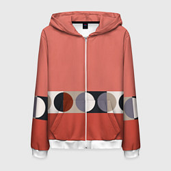 Толстовка 3D на молнии мужская Луна Малевича розовый томат, цвет: 3D-белый