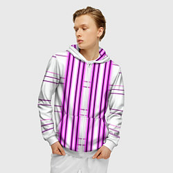 Толстовка 3D на молнии мужская Neon pink, цвет: 3D-белый — фото 2