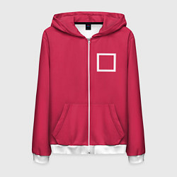 Толстовка 3D на молнии мужская Страж Squid game квадрат, цвет: 3D-белый