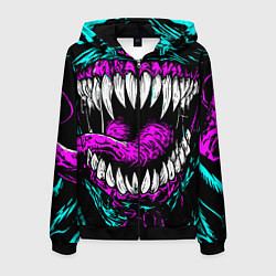 Толстовка 3D на молнии мужская Клыки венома, цвет: 3D-черный
