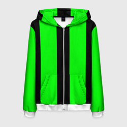 Толстовка 3D на молнии мужская Color green black line, цвет: 3D-белый
