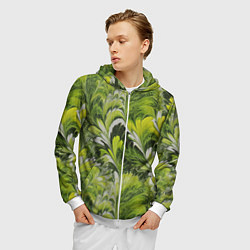 Толстовка 3D на молнии мужская Мраморный абстрактный паттерн - зеленые и желтые о, цвет: 3D-белый — фото 2