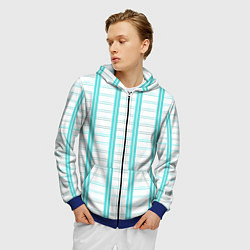 Толстовка 3D на молнии мужская Color white cage, цвет: 3D-синий — фото 2
