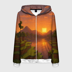 Мужская толстовка на молнии Закат - Minecraft