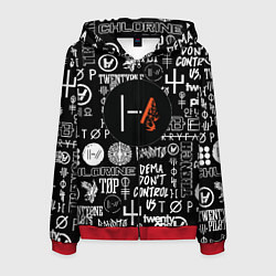 Толстовка 3D на молнии мужская Twenty one pilots rock logo, цвет: 3D-красный