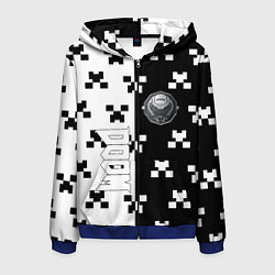 Толстовка 3D на молнии мужская Doom x minecraft pattern, цвет: 3D-синий