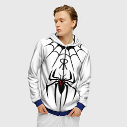 Толстовка 3D на молнии мужская Паук на белом - the web of Fate, цвет: 3D-синий — фото 2
