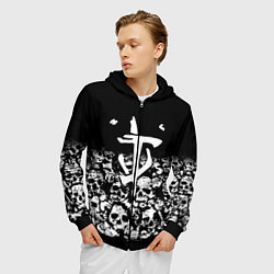Толстовка 3D на молнии мужская Doom черепа, цвет: 3D-черный — фото 2