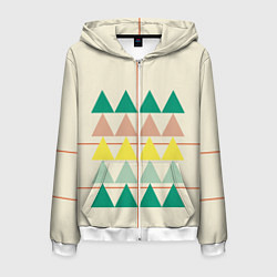 Толстовка 3D на молнии мужская Абстрактный лес - треугольники на светлом, цвет: 3D-белый
