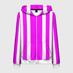 Толстовка 3D на молнии мужская Color white pink stripes, цвет: 3D-белый