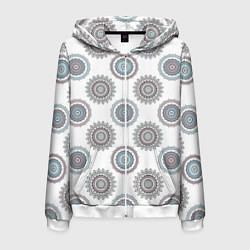 Толстовка 3D на молнии мужская Круглый разноцветный узор мандала, цвет: 3D-белый