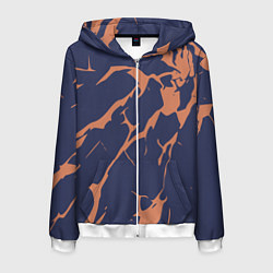 Толстовка 3D на молнии мужская Разломы на синем, цвет: 3D-белый