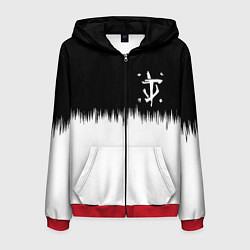 Толстовка 3D на молнии мужская Doom краски черно белый, цвет: 3D-красный