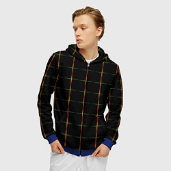 Толстовка 3D на молнии мужская Color black orange green crosses, цвет: 3D-синий — фото 2