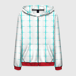 Толстовка 3D на молнии мужская Color white light blue crosses, цвет: 3D-красный