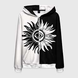 Мужская толстовка на молнии Солнце черно-белое
