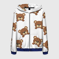 Толстовка 3D на молнии мужская Мордашка мишки, цвет: 3D-синий