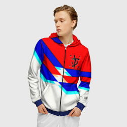 Толстовка 3D на молнии мужская Doom geometry cyber sport, цвет: 3D-синий — фото 2