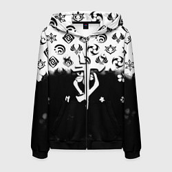 Толстовка 3D на молнии мужская Doom черно белые аниме, цвет: 3D-черный