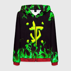 Мужская толстовка на молнии Doom зелёный огонь