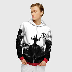 Толстовка 3D на молнии мужская Doom демон марса, цвет: 3D-красный — фото 2