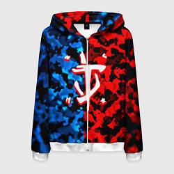 Толстовка 3D на молнии мужская Doom камуфляж текстура, цвет: 3D-белый