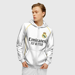 Толстовка 3D на молнии мужская Реал Мадрид домашняя форма 2025 2026, цвет: 3D-белый — фото 2