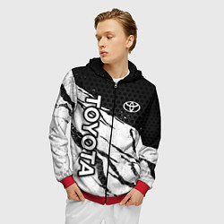 Толстовка 3D на молнии мужская Toyota - черный и белый, цвет: 3D-красный — фото 2