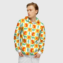 Толстовка 3D на молнии мужская Мотивы Египта, цвет: 3D-белый — фото 2
